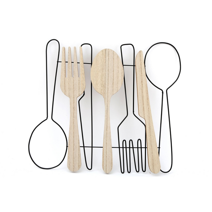 Elegant Spoon, Fork & Knife Wall Décor - Perfect Kitchen Decoration in Black Wire & MDF - Premium  from Home Treasures - Just £7.99! Shop now at Home Treasures