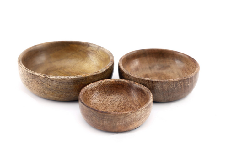 Mango Wood Round Bowls - Set of 3 | Elegant Nibble and Trinket Bowls for Home Decor - Premium  from Home Treasures - Just £18.99! Shop now at Home Treasures