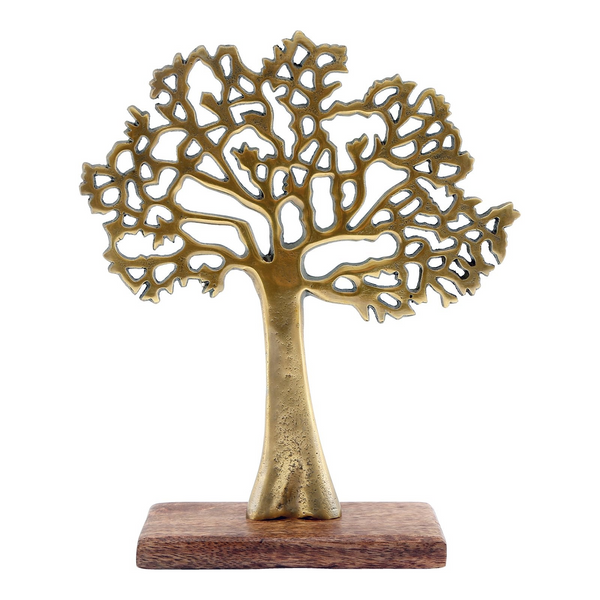 Antique Gold Tree on Wooded Base 27cm - Elegant Tree of Life Sculpture for Home Decor - Premium  from Home Treasures - Just £18.99! Shop now at Home Treasures