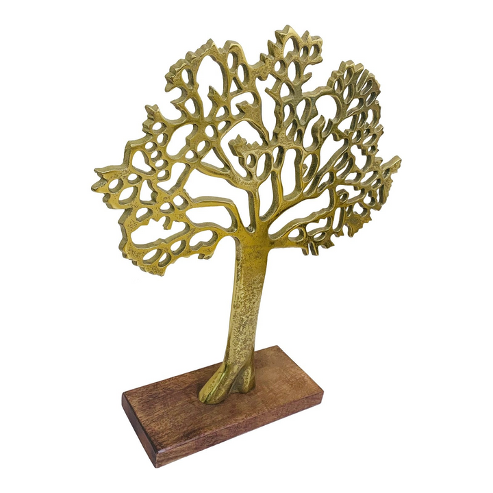 Antique Gold Tree on Wooded Base 27cm - Elegant Tree of Life Sculpture for Home Decor - Premium  from Home Treasures - Just £18.99! Shop now at Home Treasures