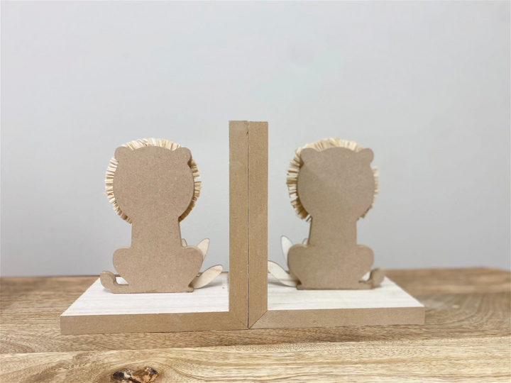 Charming Wooden Lion Bookends - Perfect for Child's Bedroom or Nursery - Set of 2 - Premium  from Home Treasures - Just £19.99! Shop now at Home Treasures