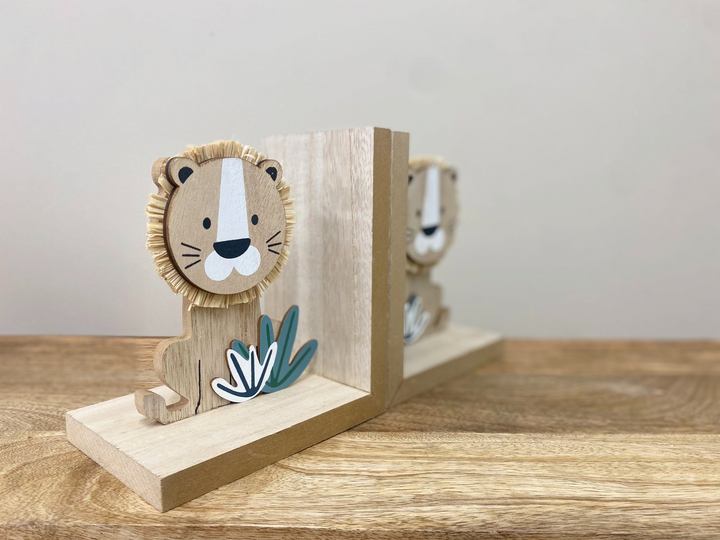 Charming Wooden Lion Bookends - Perfect for Child's Bedroom or Nursery - Set of 2 - Premium  from Home Treasures - Just £19.99! Shop now at Home Treasures