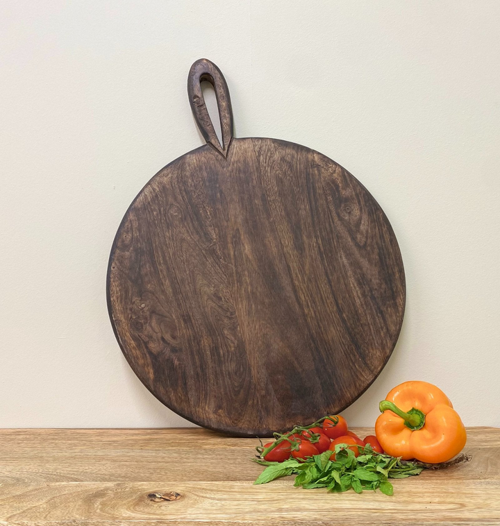 Rustic Circular Wooden Chopping Board with Carved Handle - 49cm - Premium  from Home Treasures - Just £22.99! Shop now at Home Treasures