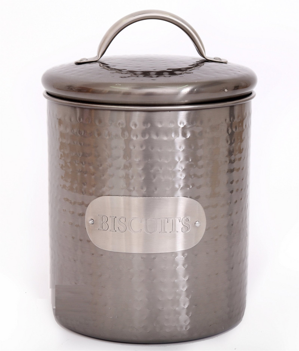 Grey Stainless Steel Biscuit Tin - Elegant and Durable Storage Solution - Premium  from Home Treasures - Just £21.99! Shop now at Home Treasures