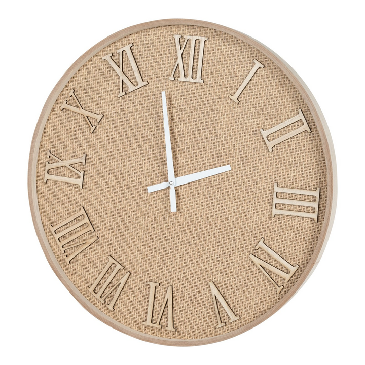 Serenity Hessian Woven Wall Clock - 50cm Rustic Wooden Timepiece with Clear White Hands - Premium  from Home Treasures - Just £5.99! Shop now at Home Treasures