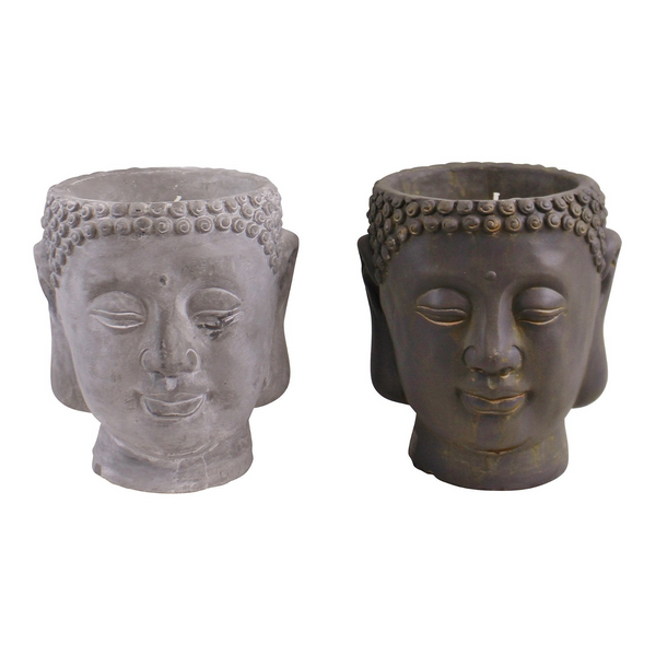 Set of 2 Large Cement Buddha Design Candles with Sandalwood Fragrance - Tranquil Home Decor - Premium  from Home Treasures - Just £15.99! Shop now at Home Treasures