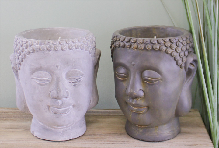 Set of 2 Large Cement Buddha Design Candles with Sandalwood Fragrance - Tranquil Home Decor - Premium  from Home Treasures - Just £15.99! Shop now at Home Treasures