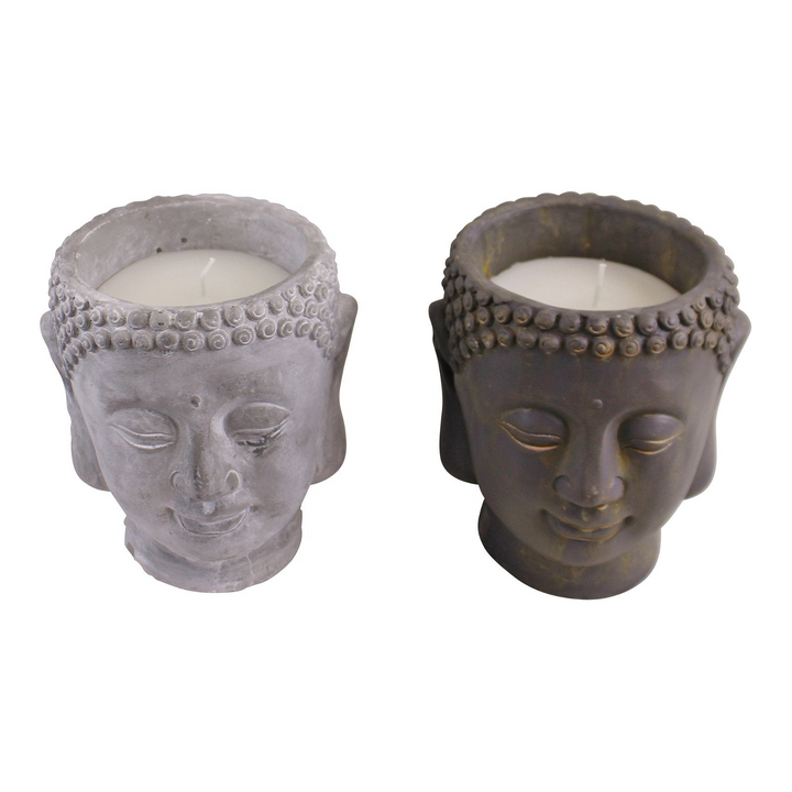 Set of 2 Large Cement Buddha Design Candles with Sandalwood Fragrance - Tranquil Home Decor - Premium  from Home Treasures - Just £15.99! Shop now at Home Treasures