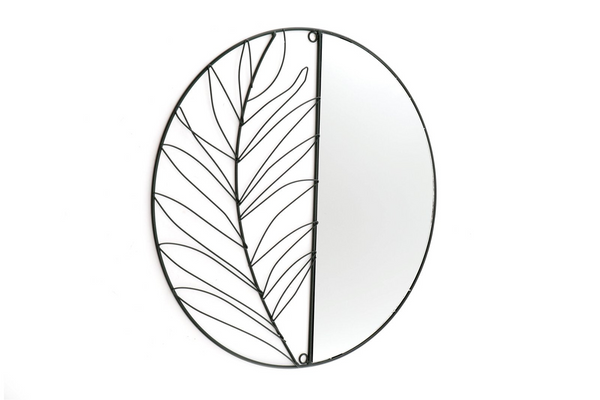 Synergy Leaf Metal Mirror - Elegant Black Wire Design, 24x48cm | Ideal for Any Room Decor - Premium  from Home Treasures - Just £7.99! Shop now at Home Treasures