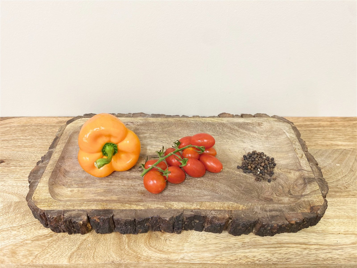 Large Wooden Platter Tray with Bark Edging - Rustic Charcuterie and Dessert Serving Tray - Premium  from Home Treasures - Just £22.99! Shop now at Home Treasures