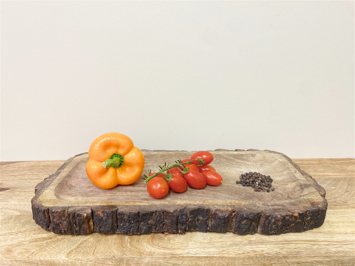 Large Wooden Platter Tray with Bark Edging - Rustic Charcuterie and Dessert Serving Tray - Premium  from Home Treasures - Just £22.99! Shop now at Home Treasures