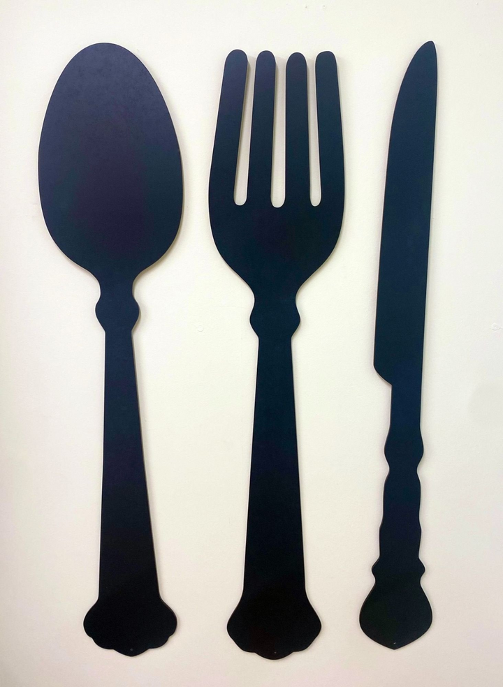 Three Piece Cutlery Wall Chalkboards - Unique Cutlery Set Decor with Chalks Included - Premium  from Home Treasures - Just £18.99! Shop now at Home Treasures