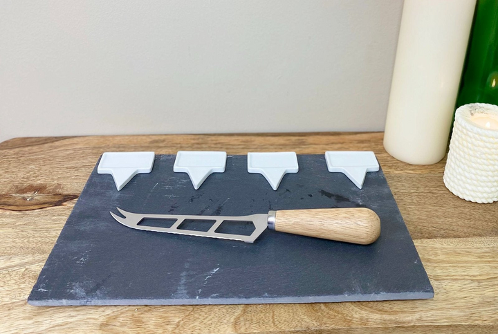 Premium Slate Cheese Board Service Set & Knife - 30cm - Premium  from Home Treasures - Just £7.99! Shop now at Home Treasures