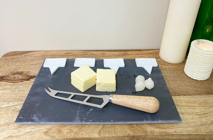 Premium Slate Cheese Board Service Set & Knife - 30cm - Premium  from Home Treasures - Just £7.99! Shop now at Home Treasures