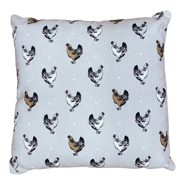 Country Kitchen Scatter Cushion with Chicken Print Design – Removable Cover, Natural Grey Reverse, 40cm x 40cm - Premium  from Home Treasures - Just £4.99! Shop now at Home Treasures