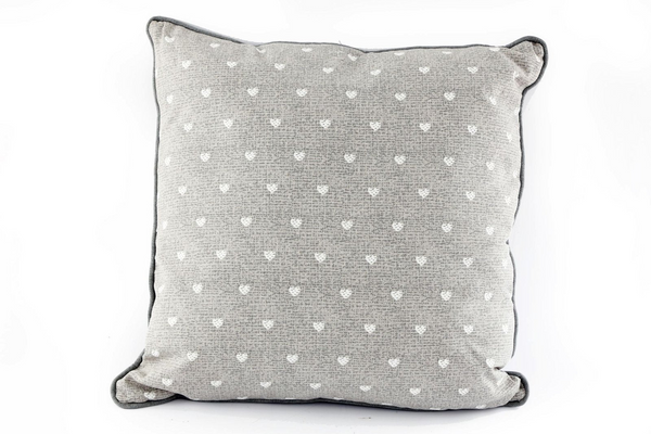 Elegant Scatter Cushion w/ Grey Heart Print Design | Removable Cover | Country Kitchen Collection - Premium Cushion from Home Treasures - Just £4.99! Shop now at Home Treasures