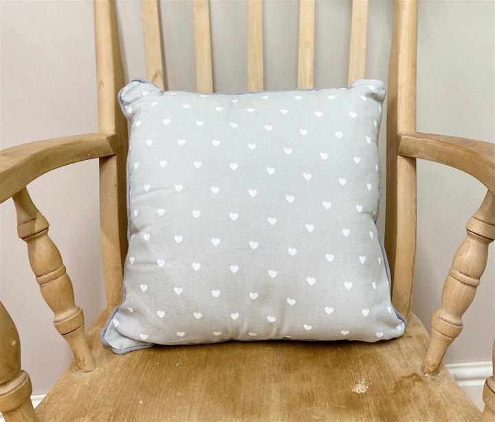 Elegant Scatter Cushion w/ Grey Heart Print Design | Removable Cover | Country Kitchen Collection - Premium Cushion from Home Treasures - Just £4.99! Shop now at Home Treasures