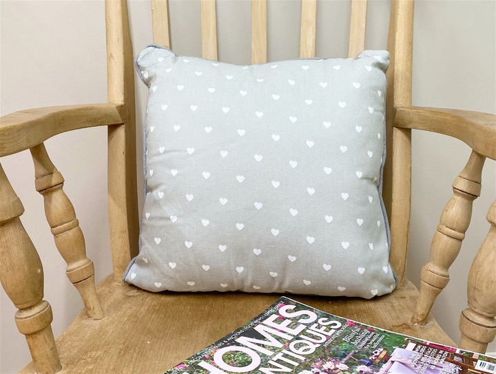 Elegant Scatter Cushion w/ Grey Heart Print Design | Removable Cover | Country Kitchen Collection - Premium Cushion from Home Treasures - Just £4.99! Shop now at Home Treasures