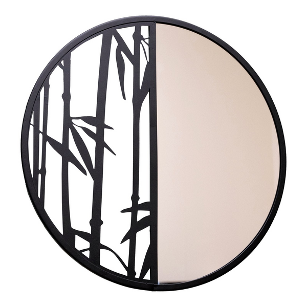 Elegant Black Mirror with Metal Bamboo Design - Perfect for Bathrooms, Bedrooms, and Hallways - Premium  from Home Treasures - Just £26.99! Shop now at Home Treasures