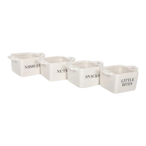 Set of 4 White Ceramic Square Snack Bowls - Perfect for Entertaining and Al Fresco Dining - Premium  from Home Treasures - Just £18.99! Shop now at Home Treasures