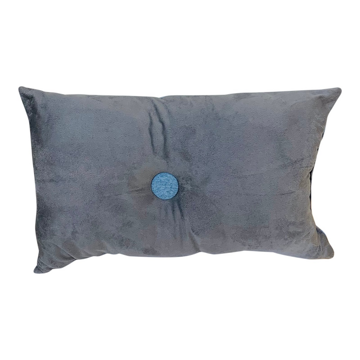 Double Side Rectangular Scatter Cushion - Grey & Dark Blue Reversible with Contrasting Button - 45cm - Premium  from Home Treasures - Just £19.99! Shop now at Home Treasures