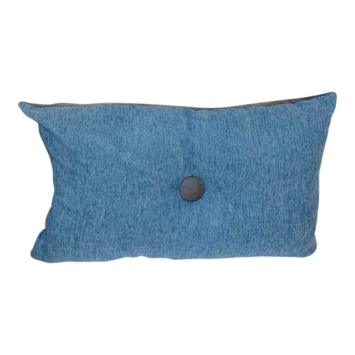 Double Side Rectangular Scatter Cushion - Grey & Dark Blue Reversible with Contrasting Button - 45cm - Premium  from Home Treasures - Just £19.99! Shop now at Home Treasures