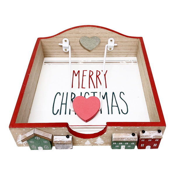 Festive Wooden Christmas House Napkin Holder - 18cm | Elegant Holiday Table Decor - Premium  from Home Treasures - Just £18.99! Shop now at Home Treasures