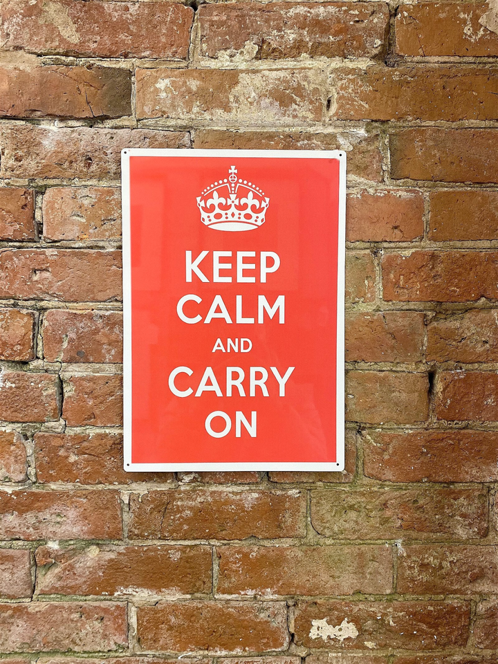 Metal Humour Wall Sign - Keep Calm And Carry On | Vintage British Design - Premium  from Home Treasures - Just £11.99! Shop now at Home Treasures