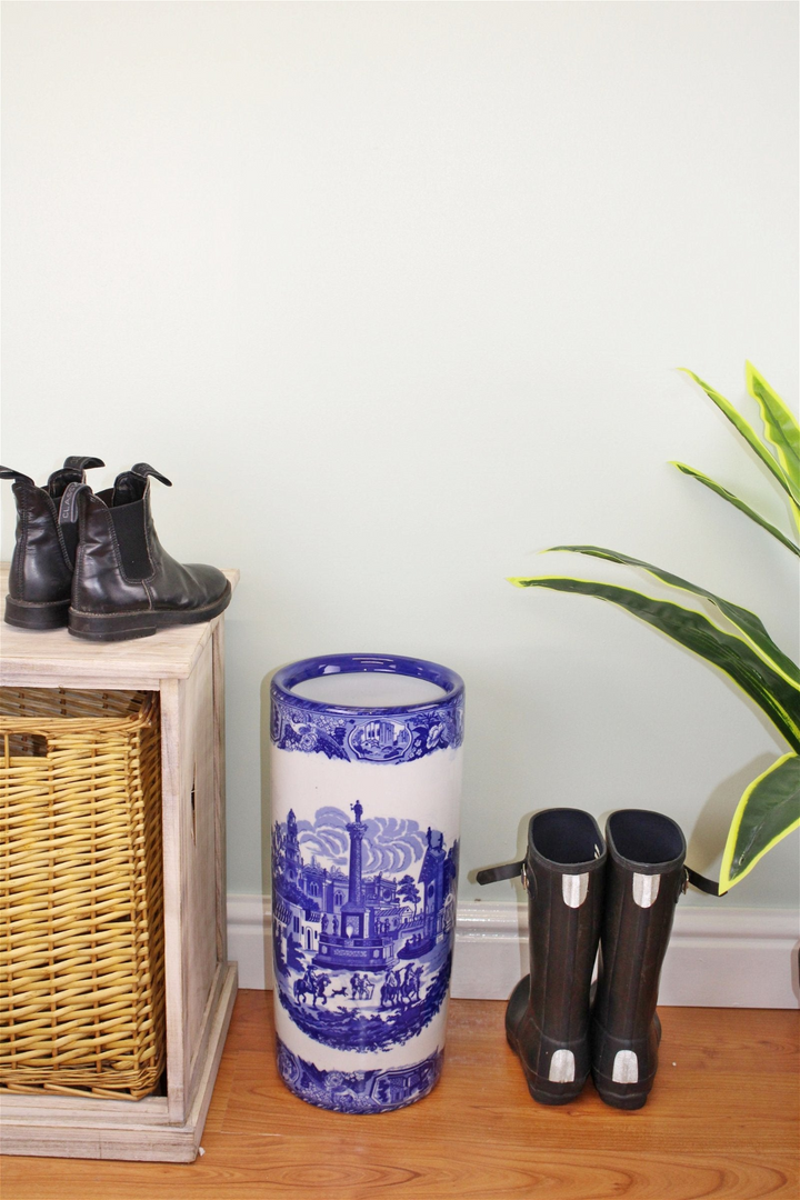 Vintage Blue & White Townscape Design Umbrella Stand - Elegant & Functional Home Decor - Premium  from Home Treasures - Just £40.99! Shop now at Home Treasures