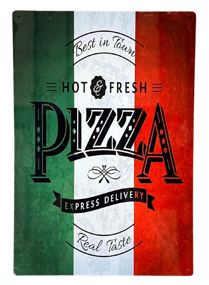 Vintage Pizza Italy Metal Wall Plaque - Retro Italian Kitchen Decor - Indoor & Outdoor Use - Premium  from Home Treasures - Just £11.99! Shop now at Home Treasures