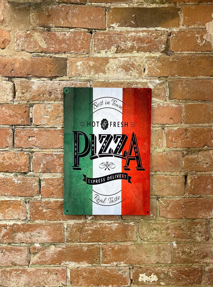 Vintage Pizza Italy Metal Wall Plaque - Retro Italian Kitchen Decor - Indoor & Outdoor Use - Premium  from Home Treasures - Just £11.99! Shop now at Home Treasures