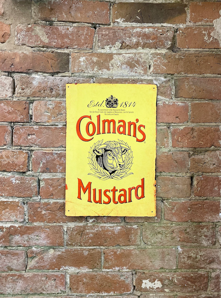 Coleman's Mustard Yellow Metal Wall Plaque - Vintage Reproduction Sign, Retro Home Decor, Indoor/Outdoor Use - Premium  from Home Treasures - Just £19.99! Shop now at Home Treasures