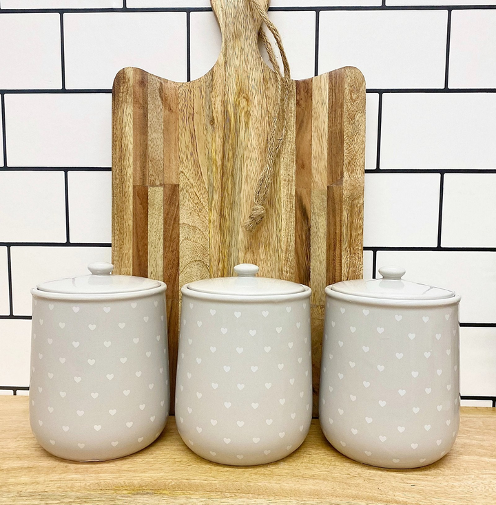 Heart Design Tea, Coffee and Sugar Canisters - A Sweet Trio for Your Kitchen - Premium  from Home Treasures - Just £39.99! Shop now at Home Treasures