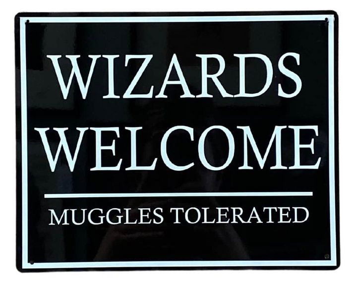 Wizards Welcome Muggles Tolerated Metal Wall Plaque - Vintage Home Décor Sign, Indoor & Outdoor Use - Premium  from Home Treasures - Just £13.99! Shop now at Home Treasures