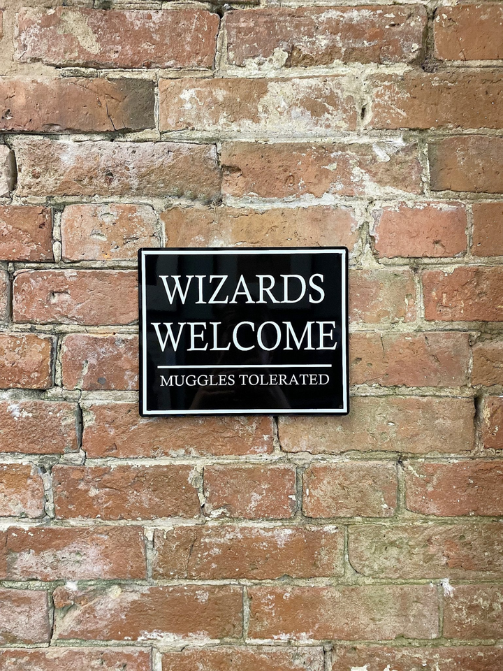 Wizards Welcome Muggles Tolerated Metal Wall Plaque - Vintage Home Décor Sign, Indoor & Outdoor Use - Premium  from Home Treasures - Just £13.99! Shop now at Home Treasures