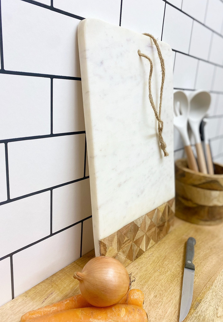 Elegant Marble and Wood Patterned Chopping Board | Food Safe | D24.5 x H1.5 x W40cm - Enhance Your Kitchen - Premium  from Home Treasures - Just £24.99! Shop now at Home Treasures