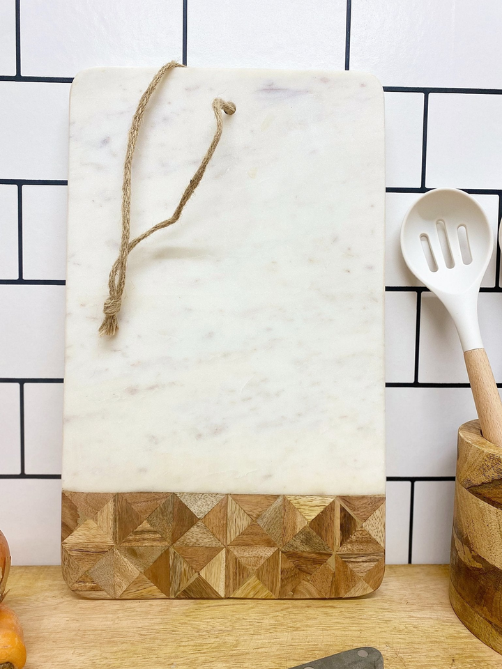 Elegant Marble and Wood Patterned Chopping Board | Food Safe | D24.5 x H1.5 x W40cm - Enhance Your Kitchen - Premium  from Home Treasures - Just £24.99! Shop now at Home Treasures