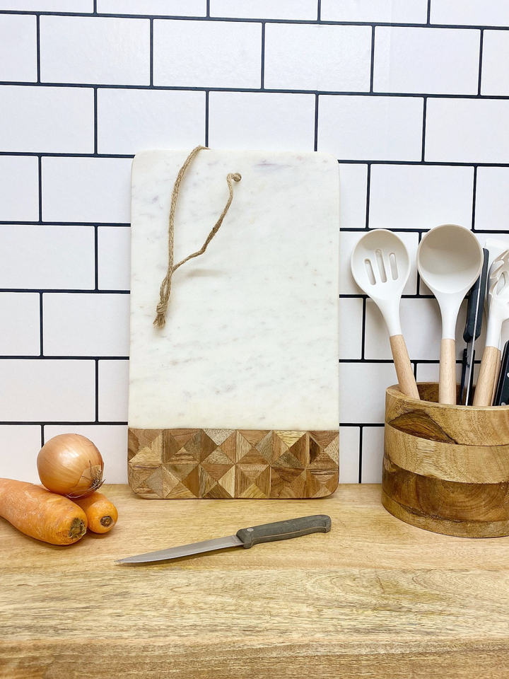 Elegant Marble and Wood Patterned Chopping Board | Food Safe | D24.5 x H1.5 x W40cm - Enhance Your Kitchen - Premium  from Home Treasures - Just £24.99! Shop now at Home Treasures