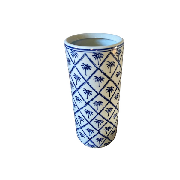 Blue Palm Tree Print Ceramic Umbrella Stand - Stylish, Durable & Functional Entryway Organizer - Premium  from Home Treasures - Just £40.99! Shop now at Home Treasures