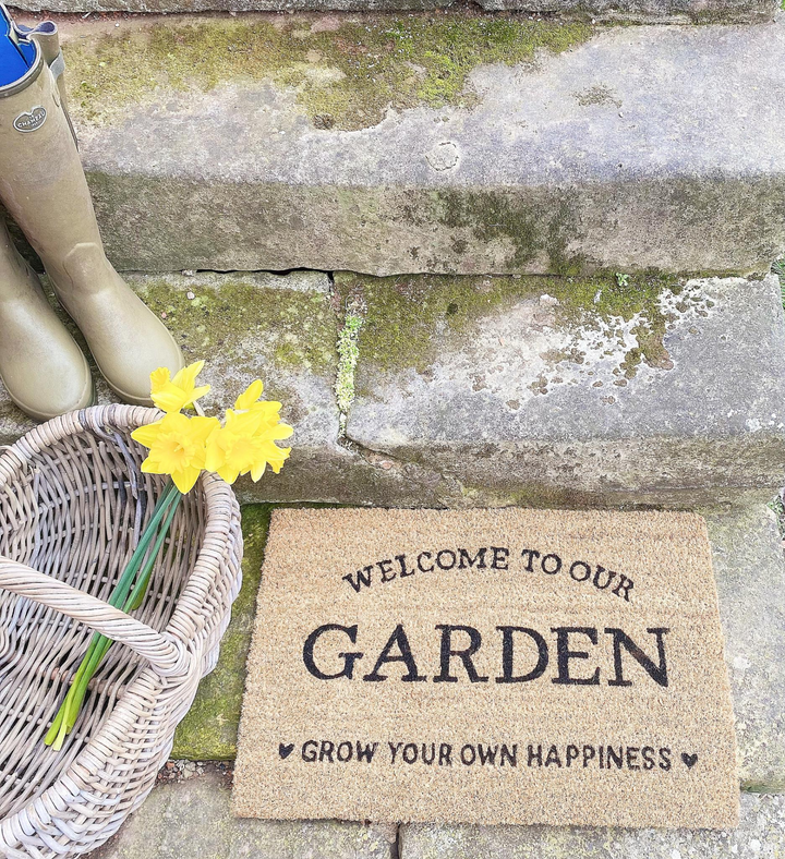 Grow Your Own Happiness Potting Shed Doormat - Welcome to Our Garden - Premium  from Home Treasures - Just £5.99! Shop now at Home Treasures