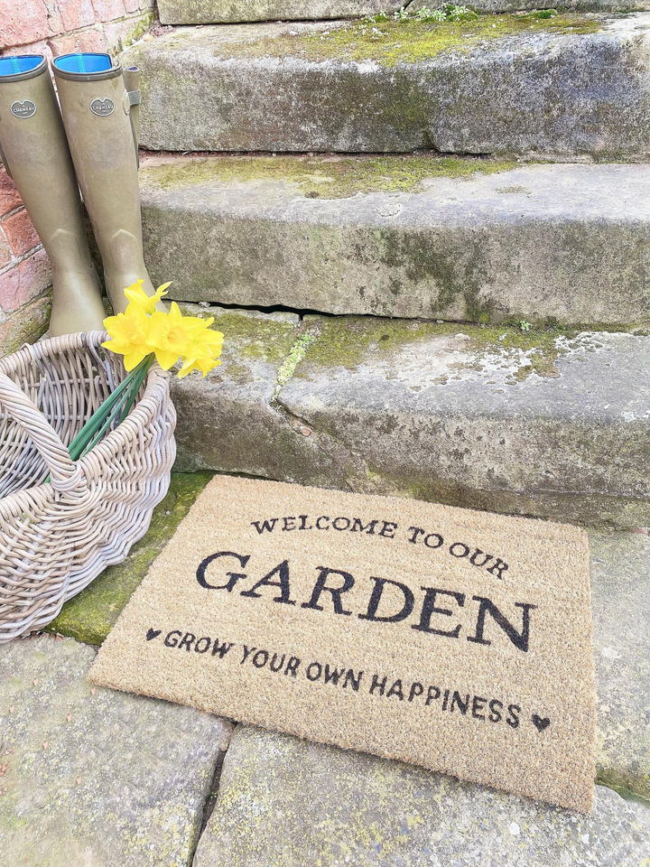 Grow Your Own Happiness Potting Shed Doormat - Welcome to Our Garden - Premium  from Home Treasures - Just £5.99! Shop now at Home Treasures