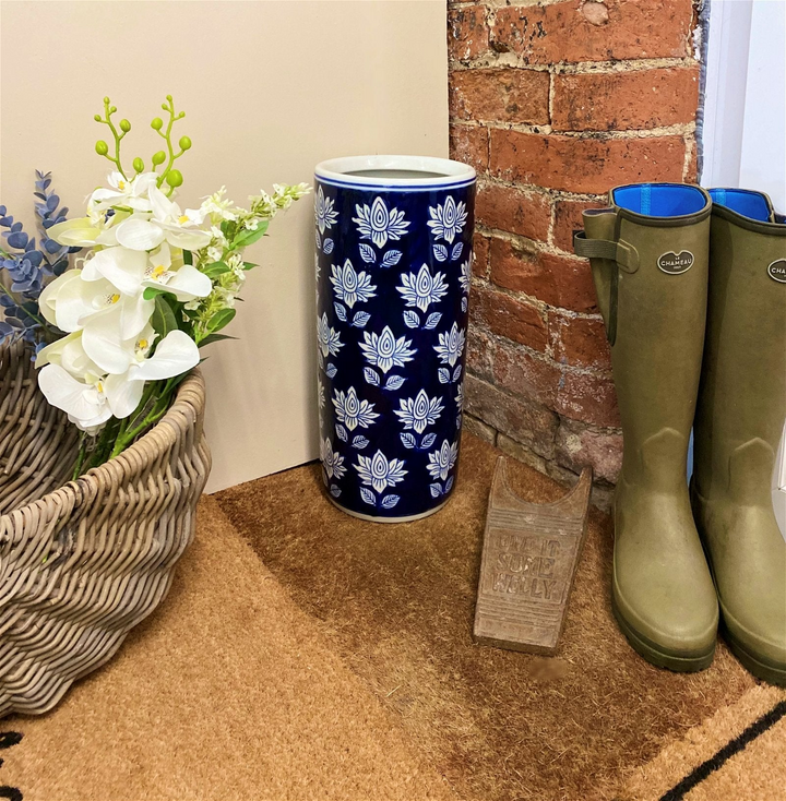 Elegant Blue With White Flower Ceramic Umbrella Stand - Keep Your Hallway Tidy and Stylish - Premium  from Home Treasures - Just £40.99! Shop now at Home Treasures