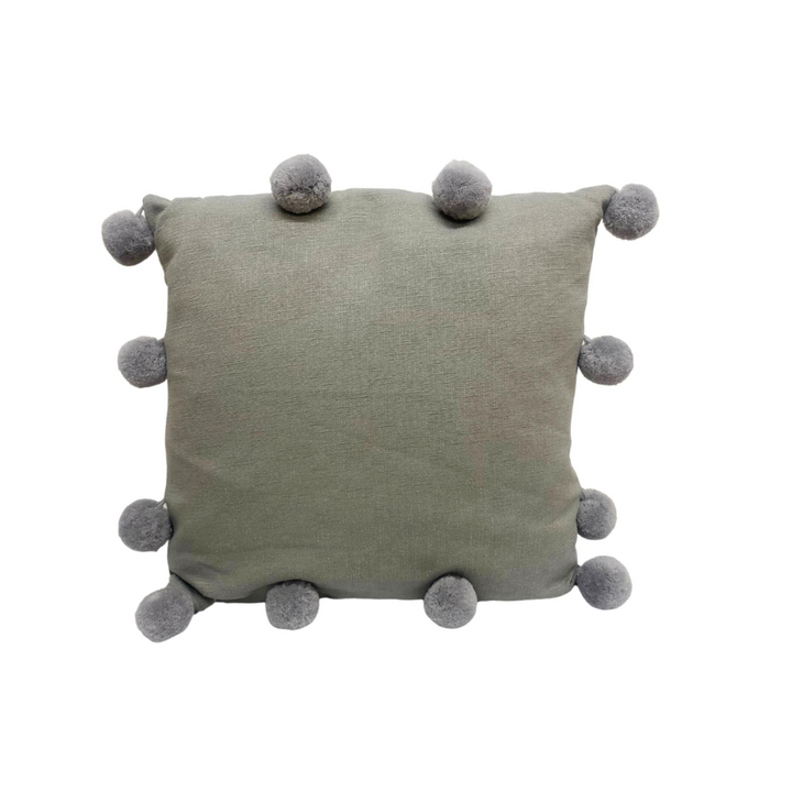 Grey Square Pompom Cushion - Modern Fluffy Scatter Cushion for Home Decor - Premium  from Home Treasures - Just £4.99! Shop now at Home Treasures