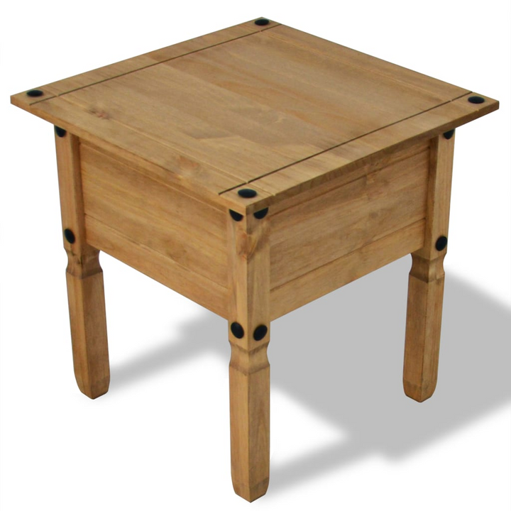 CORONA Rustic Mexican Pine Side Table - Versatile Wooden End Table/Nightstand, 53.5x53.5x55 cm - Premium  from Home Treasures - Just £41.99! Shop now at Home Treasures