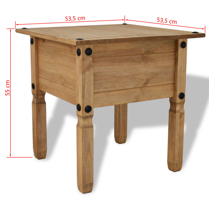 CORONA Rustic Mexican Pine Side Table - Versatile Wooden End Table/Nightstand, 53.5x53.5x55 cm - Premium  from Home Treasures - Just £41.99! Shop now at Home Treasures