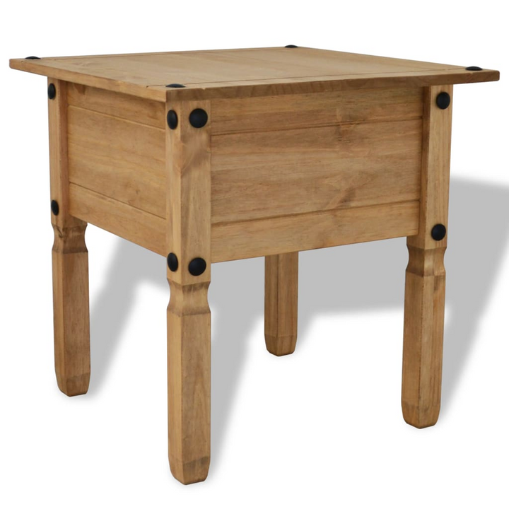 CORONA Rustic Mexican Pine Side Table - Versatile Wooden End Table/Nightstand, 53.5x53.5x55 cm - Premium  from Home Treasures - Just £41.99! Shop now at Home Treasures