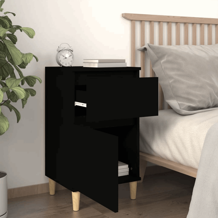 Elegant Set of 2 Black Bedside Cabinets - Sturdy and Stylish Nightstands, 40 x 35 x 70cm - Premium  from Home Treasures - Just £77.99! Shop now at Home Treasures