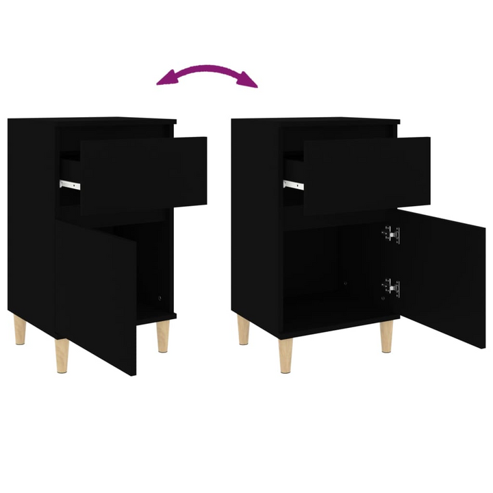 Elegant Set of 2 Black Bedside Cabinets - Sturdy and Stylish Nightstands, 40 x 35 x 70cm - Premium  from Home Treasures - Just £77.99! Shop now at Home Treasures