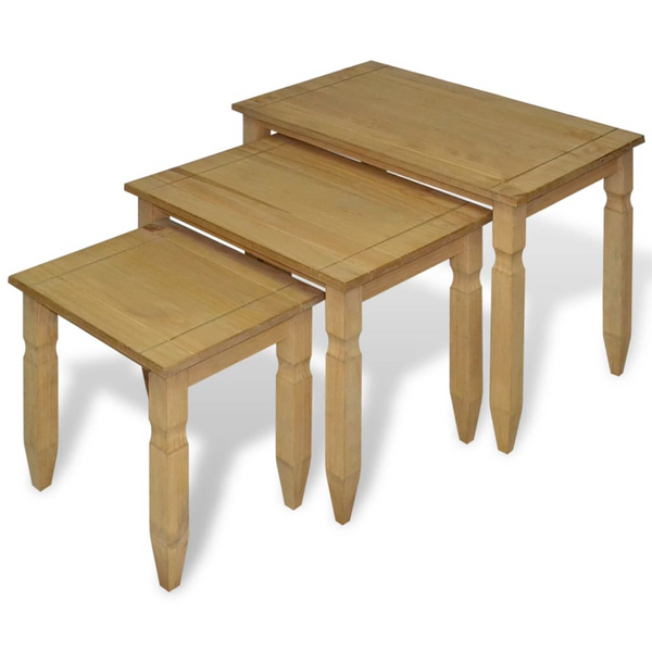 CORONA Three Piece Nesting Table Set - Rustic Mexican Pine Accent Furniture for Living Room - Premium  from Home Treasures - Just £72.99! Shop now at Home Treasures