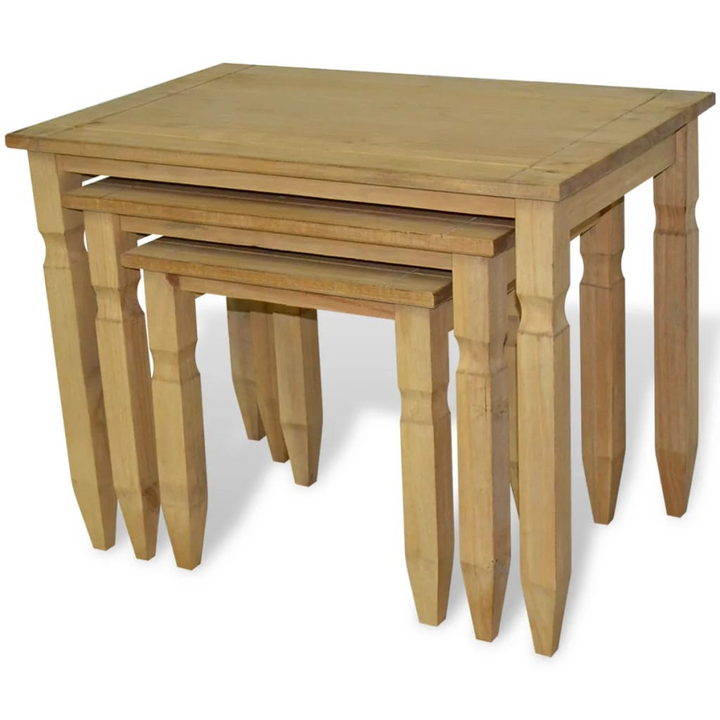 CORONA Three Piece Nesting Table Set - Rustic Mexican Pine Accent Furniture for Living Room - Premium  from Home Treasures - Just £72.99! Shop now at Home Treasures